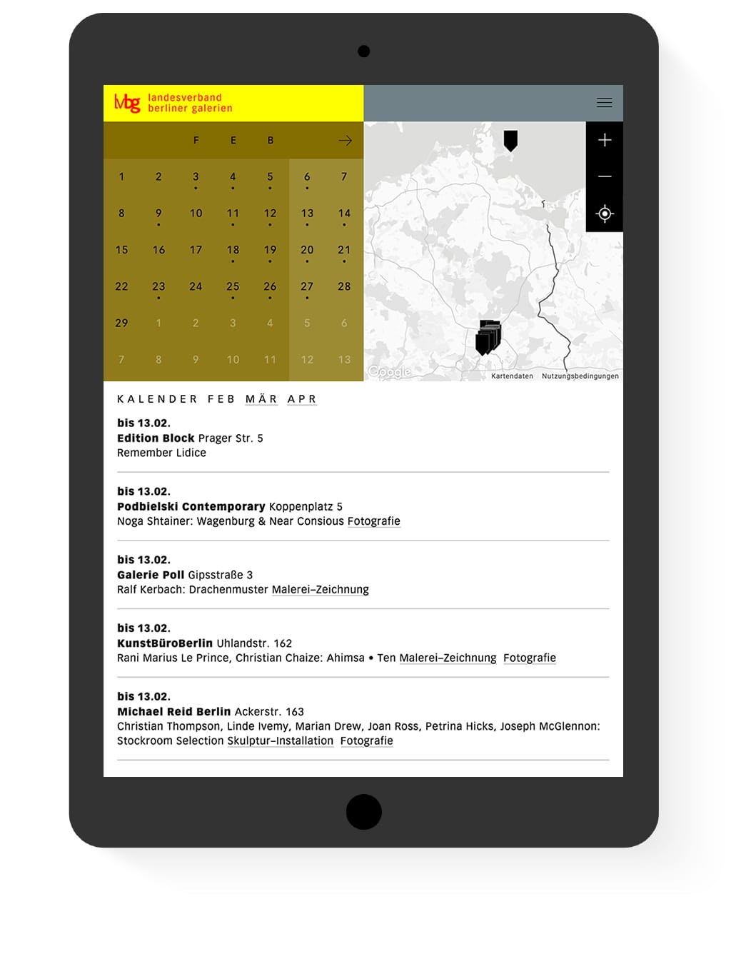 berliner-galerien.de Tablet